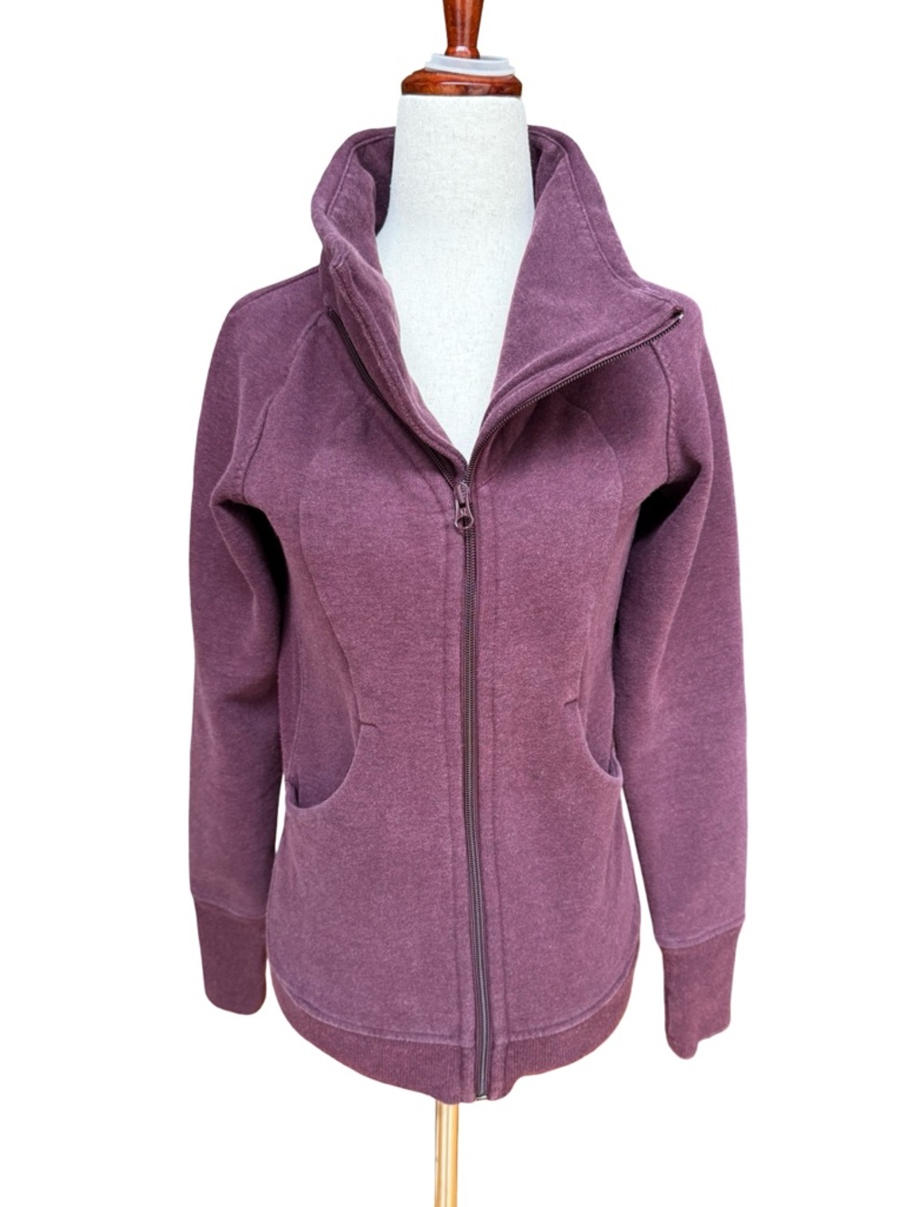Lululemon Cozy Cuddle Up Heather Bordeaux Full Zip Cross Neck Jacket Size 4